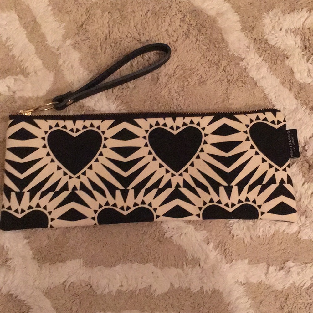 Printed wild handmade black and white clutch